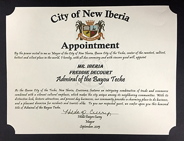 Admiral of the Teche Award as Mr. Iberia 2015